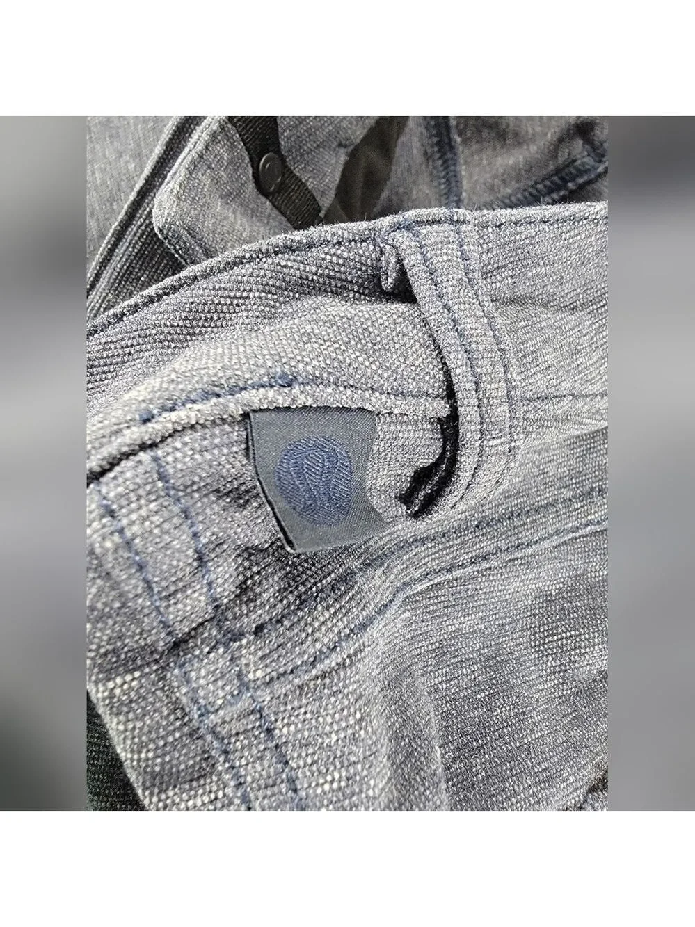 Lululemon Pants Mens 34x31 ABC Pant Slim Tech Canvas Heather Blue Golf Stretch - Picture 3 of 13